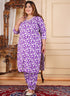 Designer printed Purple Co-ord set with Lace work